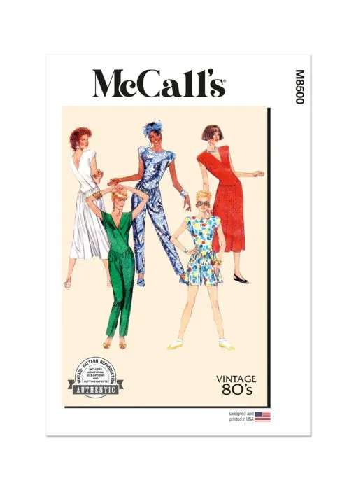 M8500 McCalls Vintage Schnitt Kleid Jumpsuit 80er Jahre