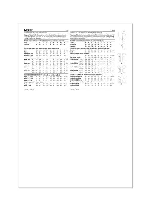 M8501 McCalls Schnittmuster Vintage-Kleid 90er Jahre