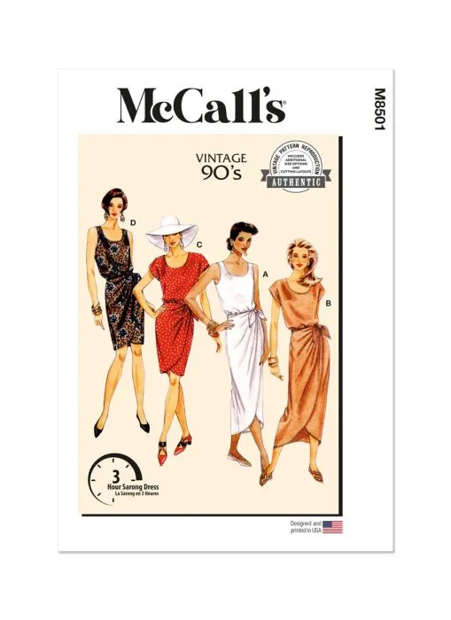 M8501 McCalls Schnittmuster Vintage-Kleid 90er Jahre
