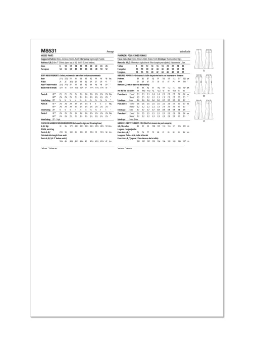 M8531 McCalls Schnittmuster Y2K Hosen
