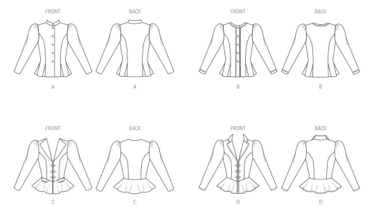 M8541 McCalls Retro Schnittmuster Jacke mit Schößchen