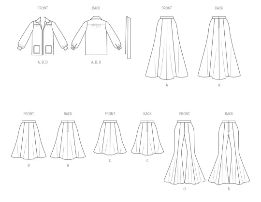 M8542 McCalls Retro Schnittmuster Jacke Shirt Hose