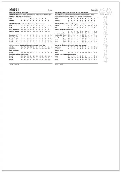 M8551 McCalls Schnittmuster Jerseykleid