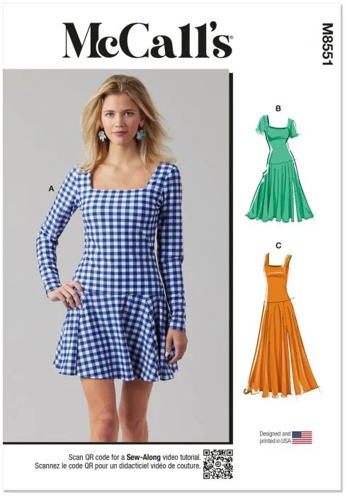 M8551 McCalls Schnittmuster Jerseykleid