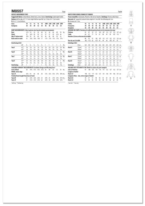 M8557 McCalls Schnittmuster Blusen Top EASY!