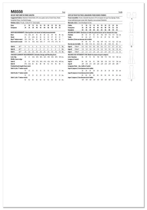M8558 McCalls Schnittmuster Jerseyrock EASY!