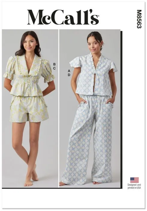 M8563 McCalls Schnittmuster Pyjama Shorty XS-XXL