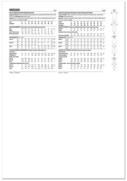 M8569 McCalls Schnittmuster Vintage Kleid Bluse