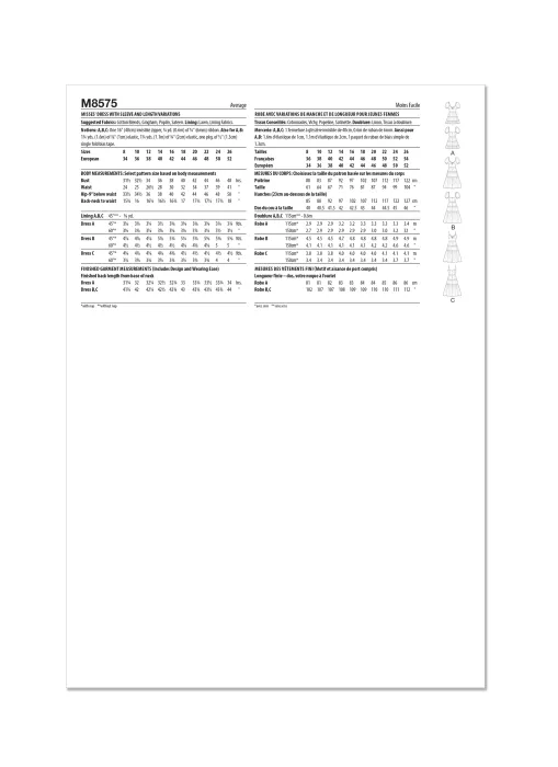 M8575 McCalls Schnittmuster Stufenkleider