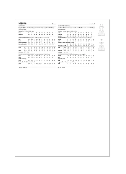 M8578 McCalls Schnittmuster Designer Minikleid