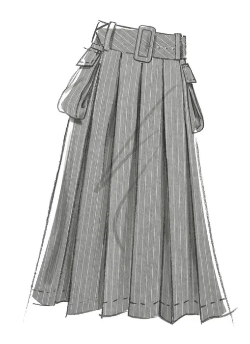 M8584 McCalls Schnittmuster Faltenrock mit Taschen