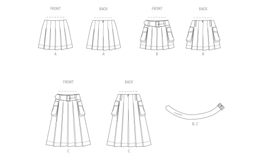 M8584 McCalls Schnittmuster Faltenrock mit Taschen