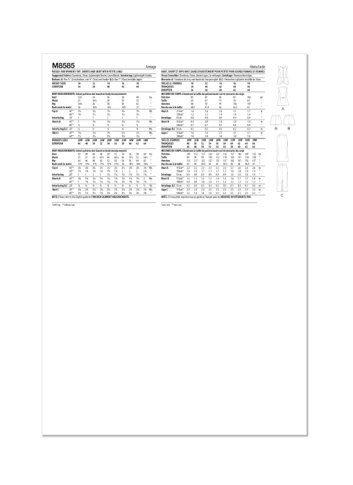 M8585 McCalls Schnittmuster Kombination