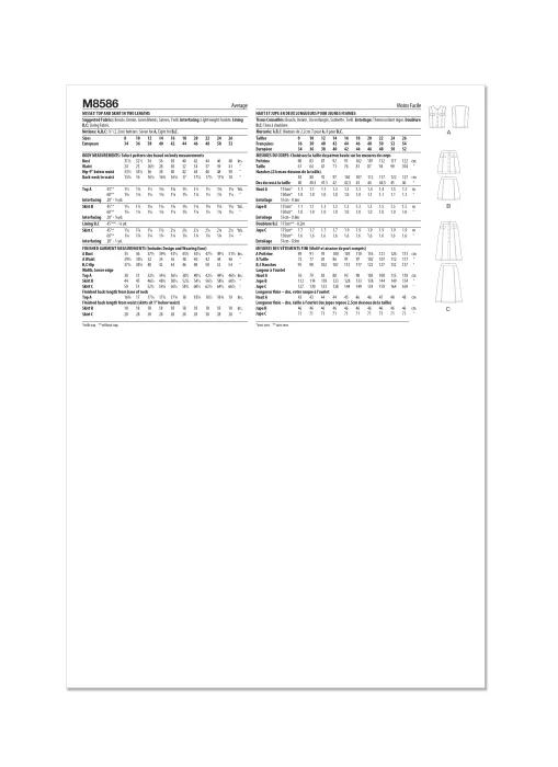 M8586 McCall's Schnittmuster Top Rock