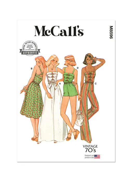 M8596 McCalls Schnittmuster Vintage Kleid Jumpsuit EASY!