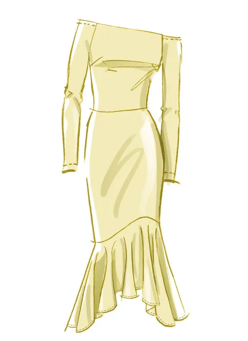 M8605 McCalls Schnittmuster schulterfreies Abendkleid