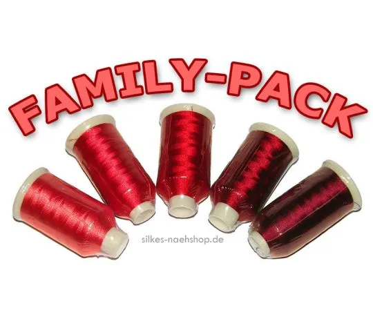 Maschinenstickgarn Set RAYON FAMILY-PACK rot