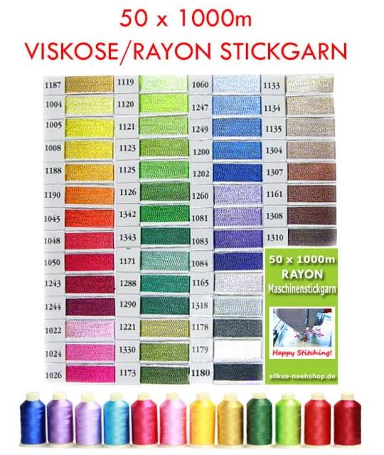 Maschinenstickgarn Set VISKOSE/RAYON 50x1000m