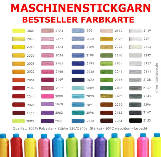 Maschinenstickgarn Polyester 1000m - freie Farbwahl!