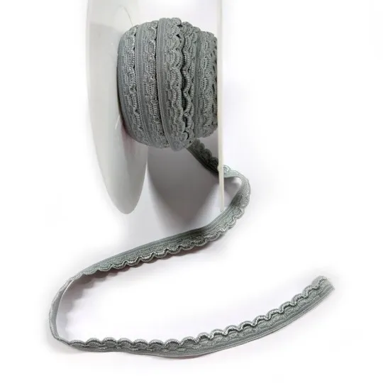 7m elastische Muschelsaumspitze grau