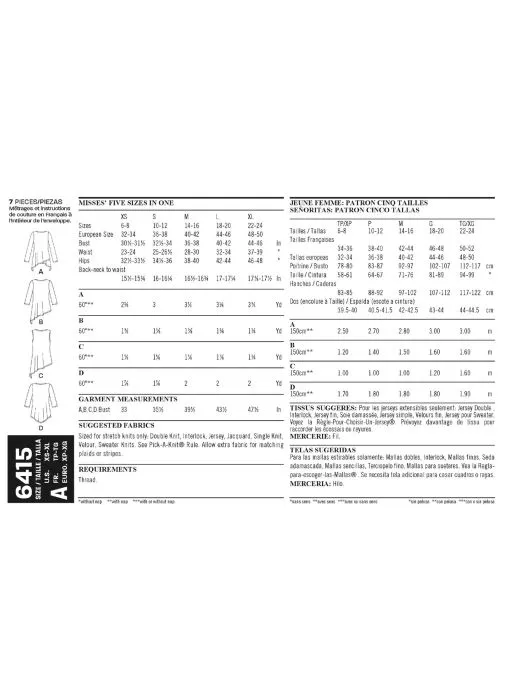 N6415 NewLook Schnittmuster Shirt Top XS-XL EASY!