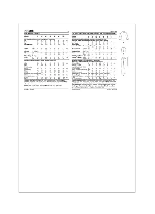 N6780 NewLook Schnittmuster Jacke Shorts Hose 36-48 EASY!