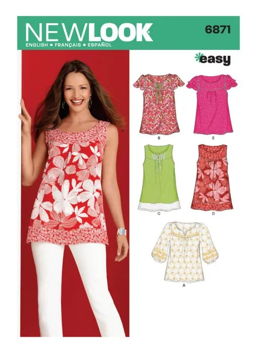 N6871 NewLook Schnittmuster Blusenshirt easy 36-48