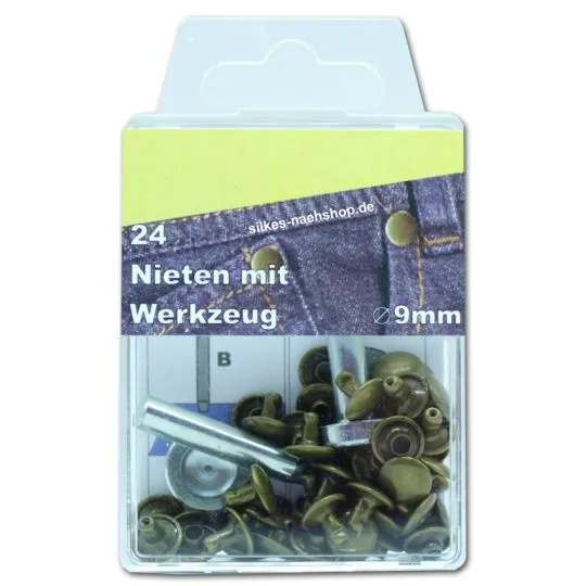 24er-Pack Nieten altmessing incl. Werkzeug