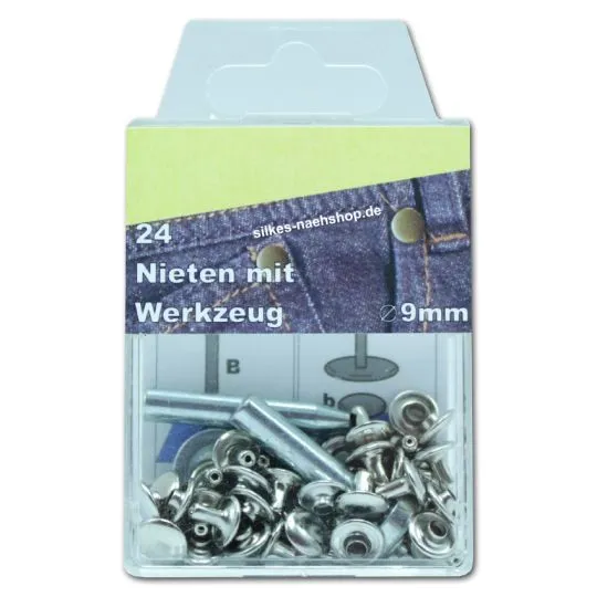 24er-Pack Nieten silber incl. Werkzeug
