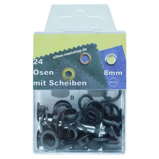 24er-Pack Oesen 8mm schwarz brüniert incl. Werkzeug