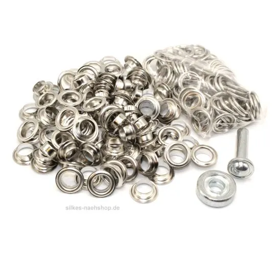 Ösen mit Scheiben 11mm silber 100er-SPARPACK