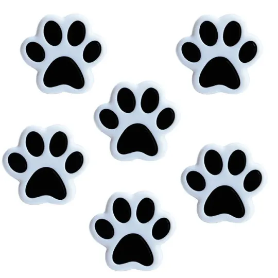 Kinderknopf PFOTE schwarz-weiß 18mm 6er-Pack