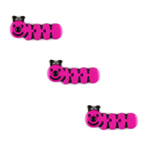Kinderknopf Kleine Raupe pink 3er-Pack