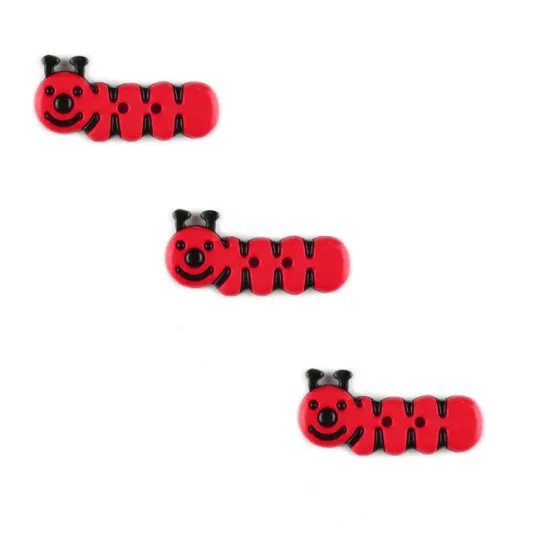 Kinderknopf Kleine Raupe rot 3er-Pack