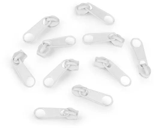 Zipper für Reißverschlüsse 3mm weiß 10er-Pack