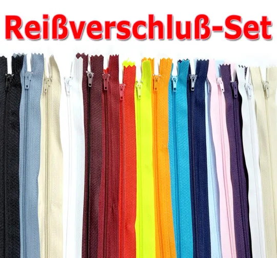 Reißverschluß-Set mit Stopper 20cm 16er-Pack