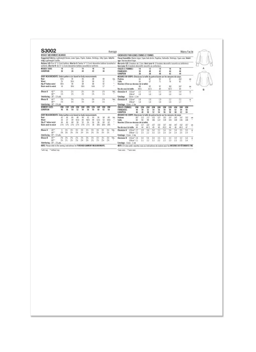 3002 Simplicity Schnittmuster Hemdbluse