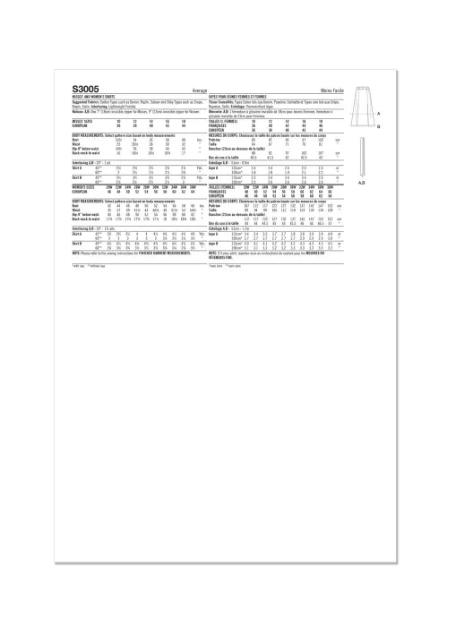 3005 Simplicity Schnittmuster Rock