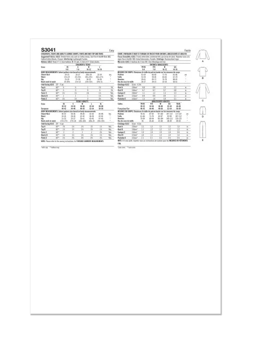 3041 Simplicity Schnittmuster Family-Pyjamas XS-XL EASY!