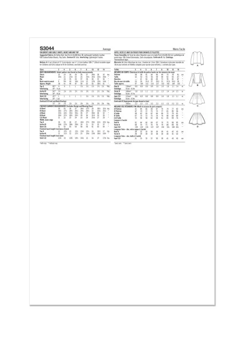 3044 Simplicity Schnittmuster Kinder Kombination