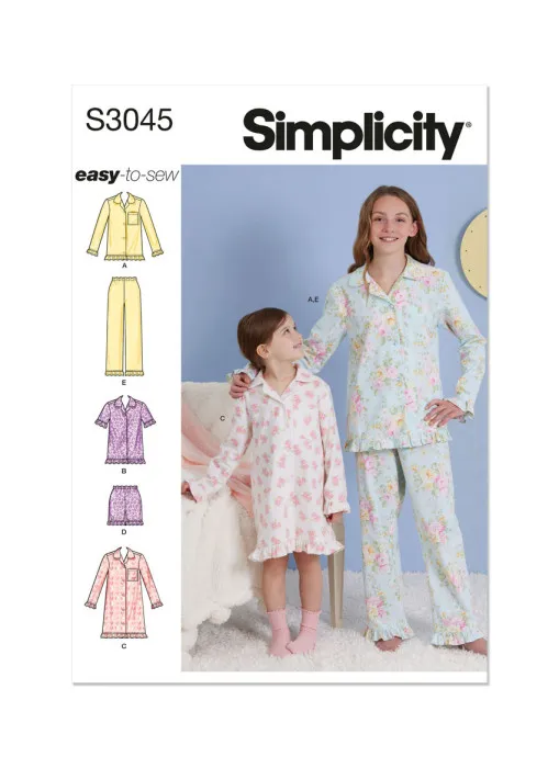 3045 Simplicity Schnittmuster Kinder Nachtwäsche EASY!