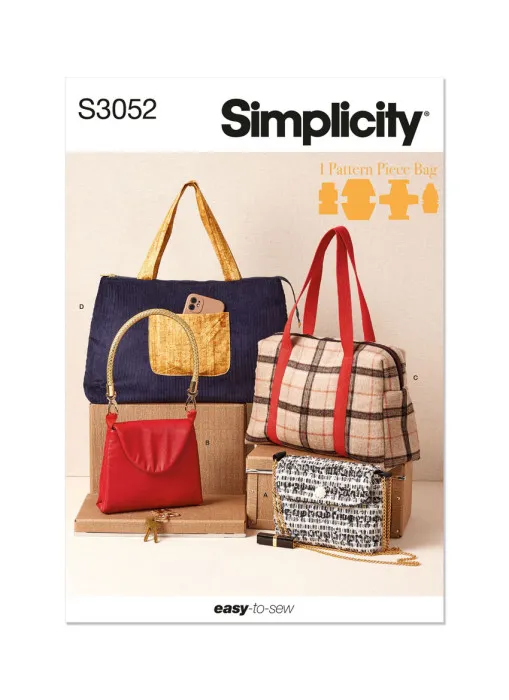 3052 Simplicity Schnittmuster Taschen 1 Piece Pattern easy!