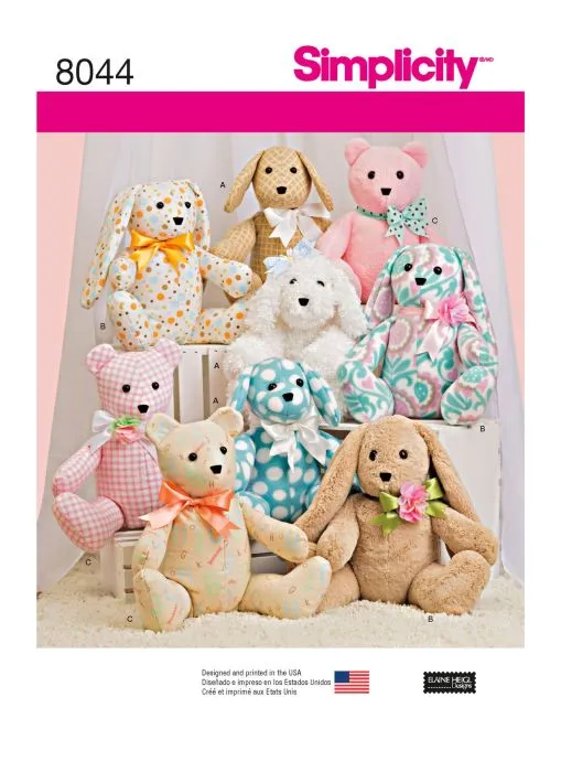 8044 Simplicity Schnittmuster Hund Hase Teddybär