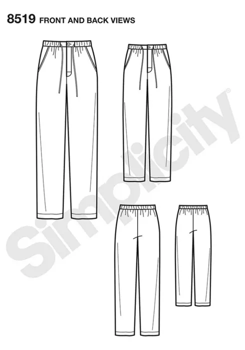 S8519 Simplicity Schnittmuster Herren-Freizeithose