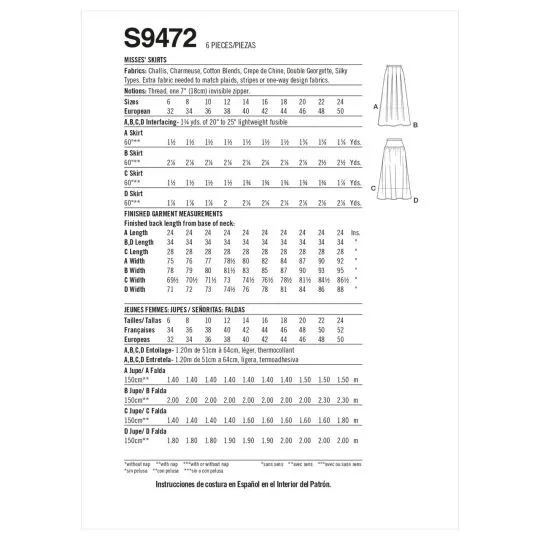 9472 Simplicity Schnittmuster Röcke EASY!