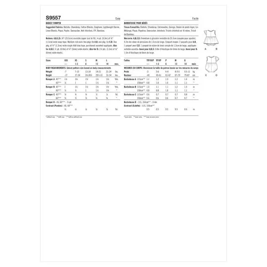 9557 Simplicity Schnittmuster Baby-Sommerstrampler