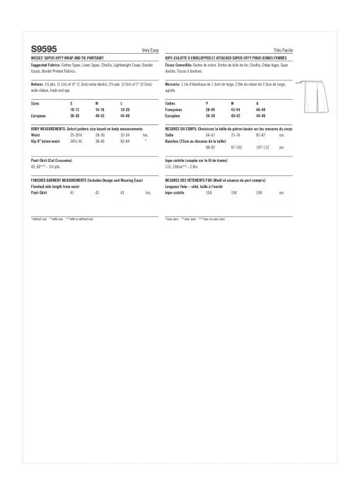 9595 Simplicity Schnittmuster Retro Wickelhose 70er S-L