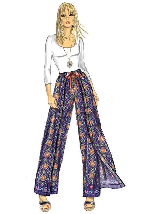 9595 Simplicity Schnittmuster Retro Wickelhose 70er S-L