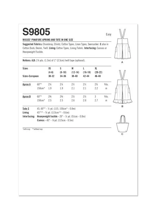 9805 Simplicity Schnittmuster Schürze und Tasche EASY!