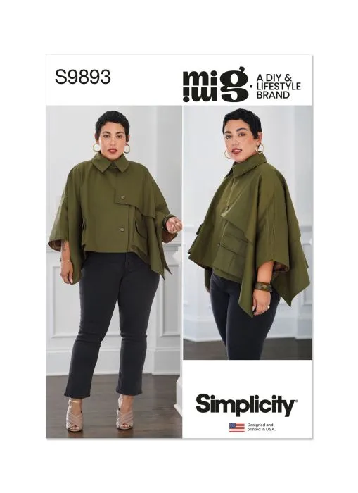 9893 Simplicity Schnittmuster Cape XS-XXL